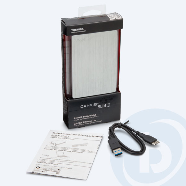 HDTD210XS3E1 - Disco Duro Externo Portable Toshiba Canvio Slim II , 1TB, 2.5'', USB 3.0,  Plata