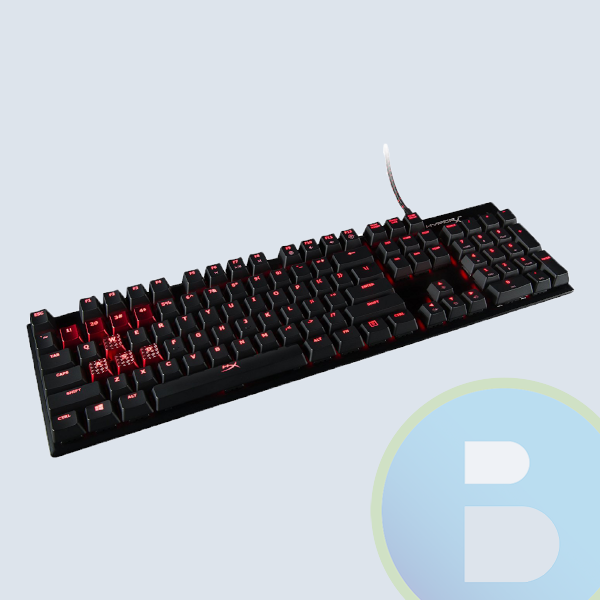 Teclado Kingston Alloy FPS HyperX, USB/Juego Antighosting, Rollover/Iluminado/Interruptor mecanico/Teclas para juego/Puerto carga Tel/Negro