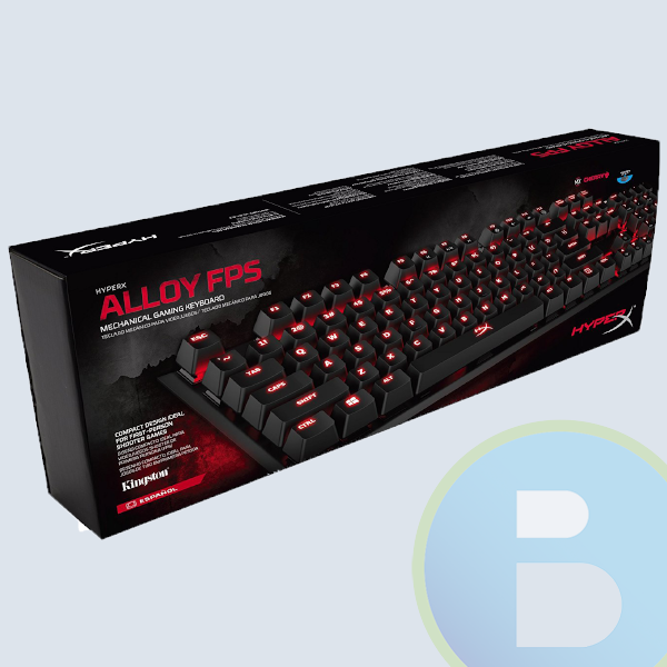 HX-KB1BL1-LA/A4 - Teclado Kingston Alloy FPS HyperX, USB/Juego Antighosting, Rollover/Iluminado/Interruptor mecanico/Teclas para juego/Puerto carga Tel/Negro