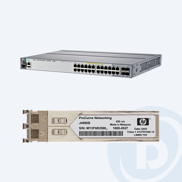 J9727A + J4858C - Switch HP Enterprise  2920-24G-POE+, 24 Puertos, 10/100/1000 Mbps, Administrable, PoE + Transceptor HP X121 1 G SFP, LC SX