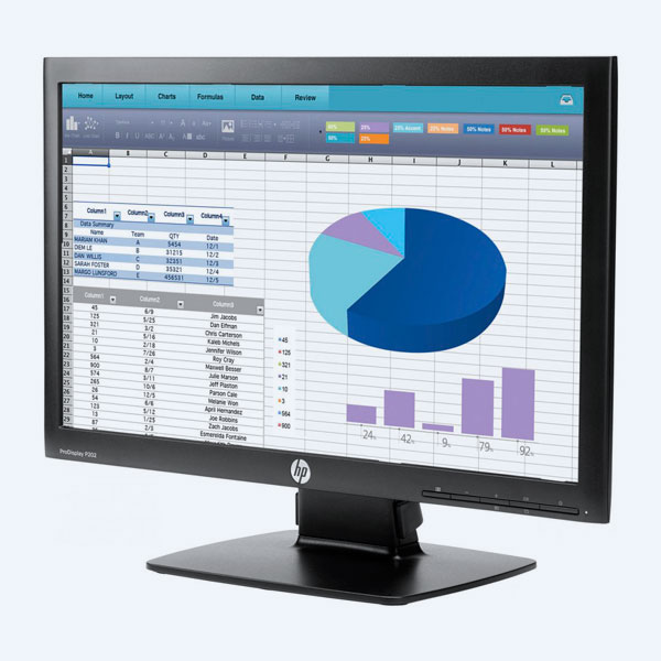 Monitor LED HP P202, 20'', HD, 1600x900, VGA/DP
