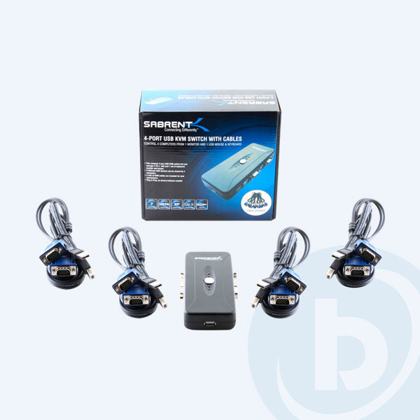 KVM-USB4 - Switch KVM Sabrent KVM-USB4, 4 Puertos USB