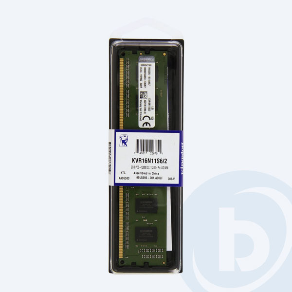 KVR16N11S6/2 - Memoria Kingston PC3-12800, DDR3-1600, 2GB, DIMM, 1600MHz, para Computadoras de Escritorio