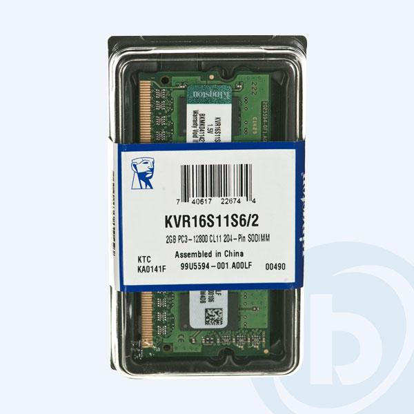 KVR16S11S6-2 - Memoria Kingston PC3-12800, 2GB, SODIMM, para Laptop