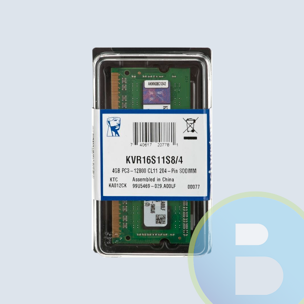 Memoria Kingston PC3-12800, DDR3, 4GB, SODIMM, 1600MHZ, Para Laptop