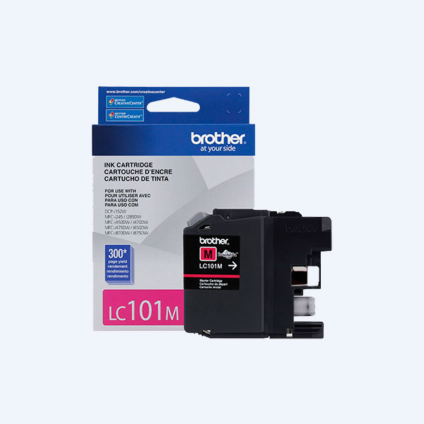 Cartucho Brother LC101M, Magenta, 300 Páginas, para Impresoras DCP-J152W/MFC-J245/MFC-J285DW,
