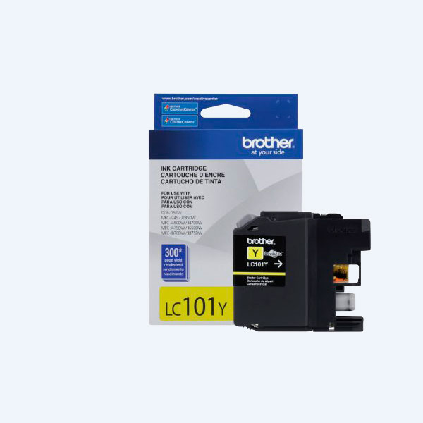Cartucho de Tinta Brother LC101Y, Amarillo, 300 Páginas AL 5 POR CIENTO