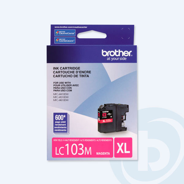 LC103M - Cartucho Brother LC103M, Magenta, 600 P&aacute;ginas, Alto Rendimiento, para Impresoras DCP-J152W/MFC-J245/MFC-J285DW