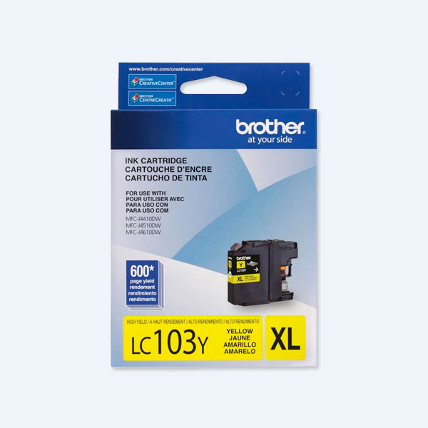 Cartucho Brother LC103Y, Amarillo, 600 Páginas, Alto Rendimiento