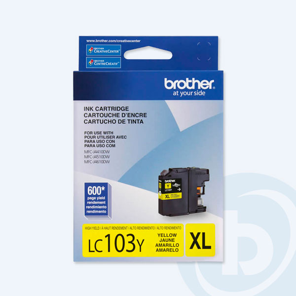 LC103Y - Cartucho Brother LC103Y, Amarillo, 600 P&aacute;ginas, Alto Rendimiento