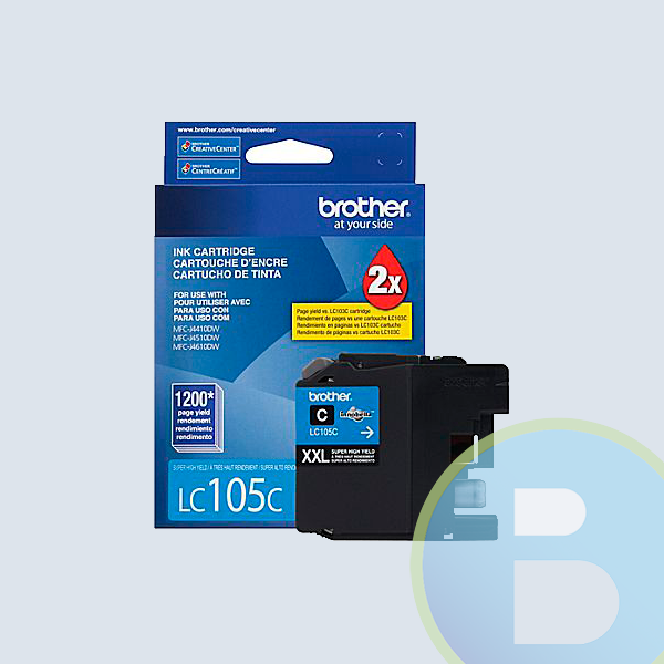 Cartucho de Tinta Brother LC105C, Cyan, 1200 Páginas, Rendimiento Estándar