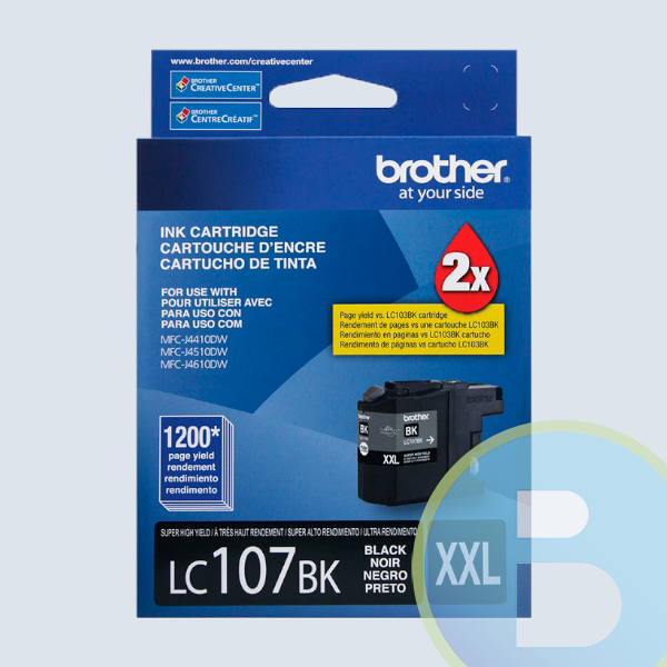 Cartucho Brother LC107BK, Tinta Negra, Alto Rendimiento, 1200 Impresiones