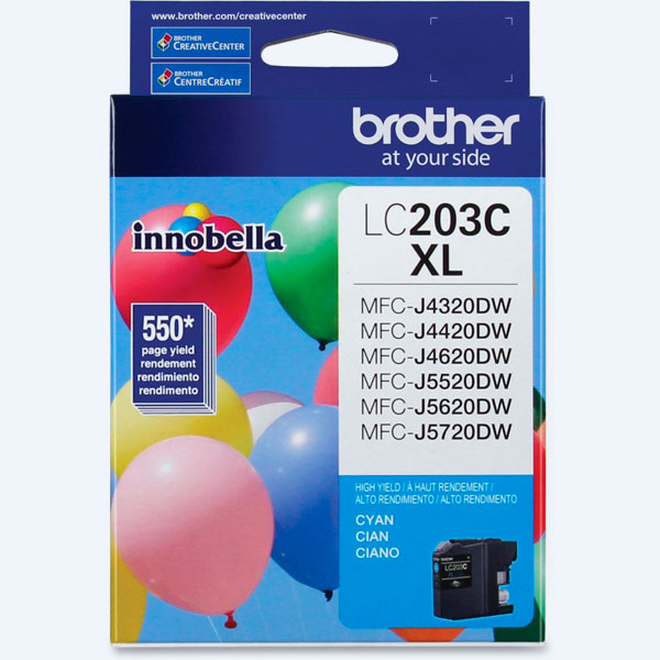 Cartucho Brother LC203C, Cián, Alto Rendimiento