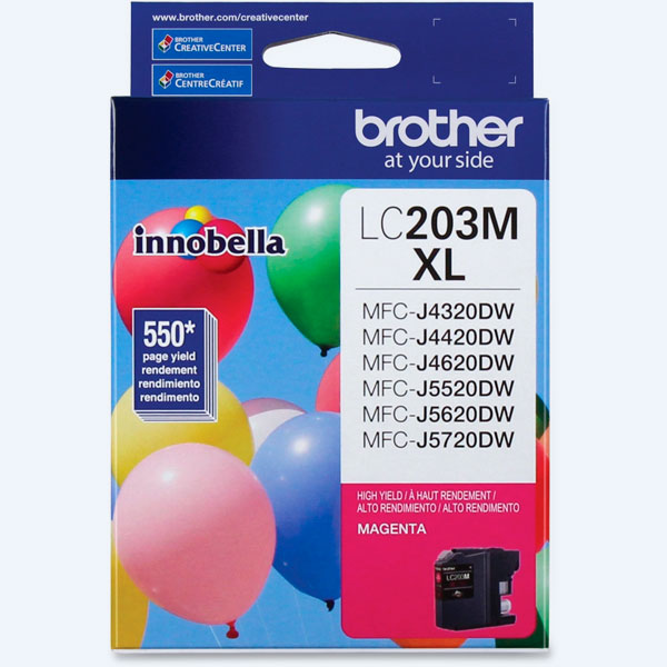 Cartucho Brother LC203M, Magenta, Alto Rendimiento