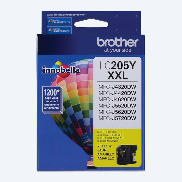 Cartucho Brother LC205Y, Amarillo, Alto Rendimiento