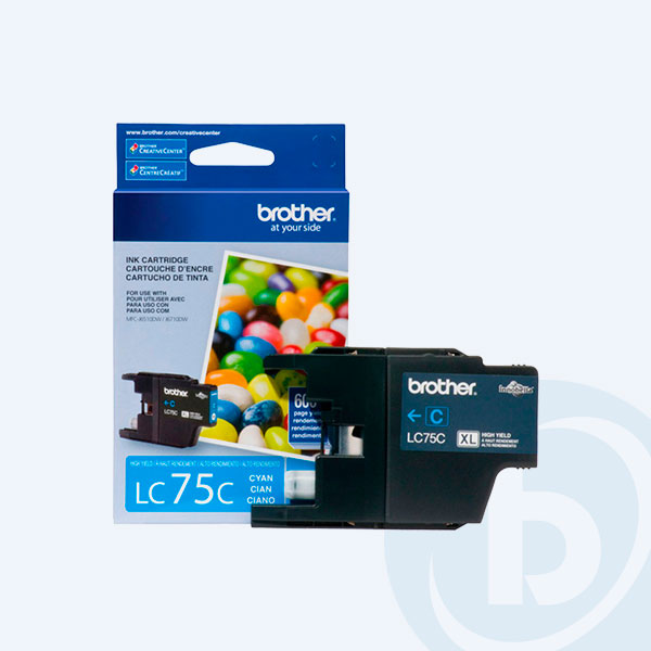 LC75C - Cartucho Brother 75 Cyan, P/MFCJ6510DW, MFCJ6710DW, 600pags