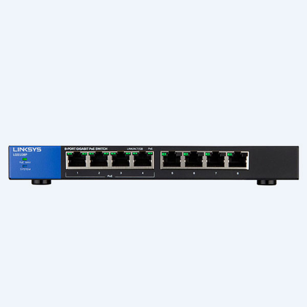 Switch Linksys LGS108P, 8 Puertos 10/100/1000Mbps, 4 Puertos PoE