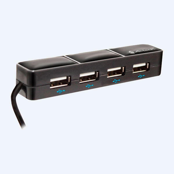 Hub Acteck Hu-520, 4 Puertos USB, Negro