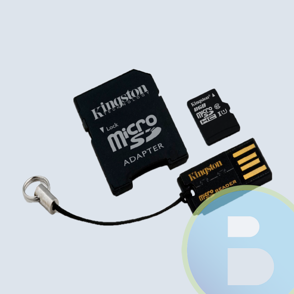 Memoria Micro SDHC Kingston, 8GB, Clase 10, Con Adaptador, USB