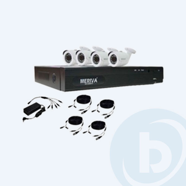 MHD-830K - Kit de Video Vigilancia Meriva Security MHD-830K, 4 C&aacute;maras  + DVR  4 Canales + 4 Tramos de cable siam&eacute;s + 1 Fuente de Poder + 1 Distribuidor de Corriente