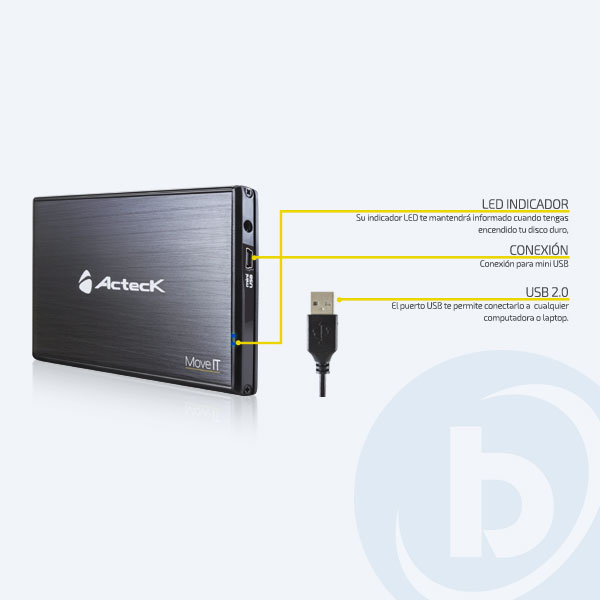 MVGD-001 - Gabinete para Disco Duro Acteck Enclosue 2.5, USB 2.0/SATA