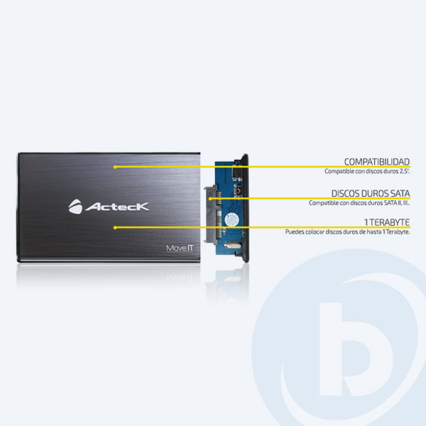 MVGD-001 - Gabinete para Disco Duro Acteck Enclosue 2.5, USB 2.0/SATA