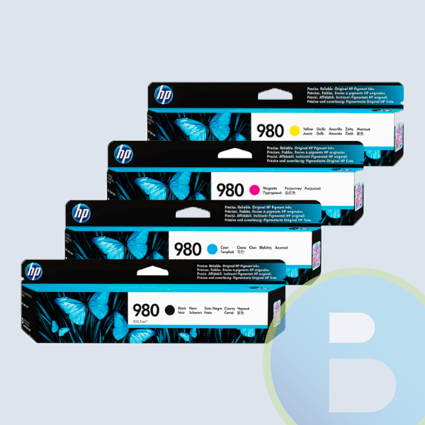 Paquete de Cartuchos HP 980, Negro, Cyan, Amarillo, Magenta, de Alto Rendimiento