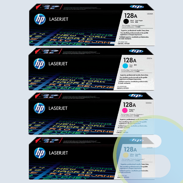 Tóner HP 128A, Negro, Cyan, amarillo, Magenta, Alto Rendimiento