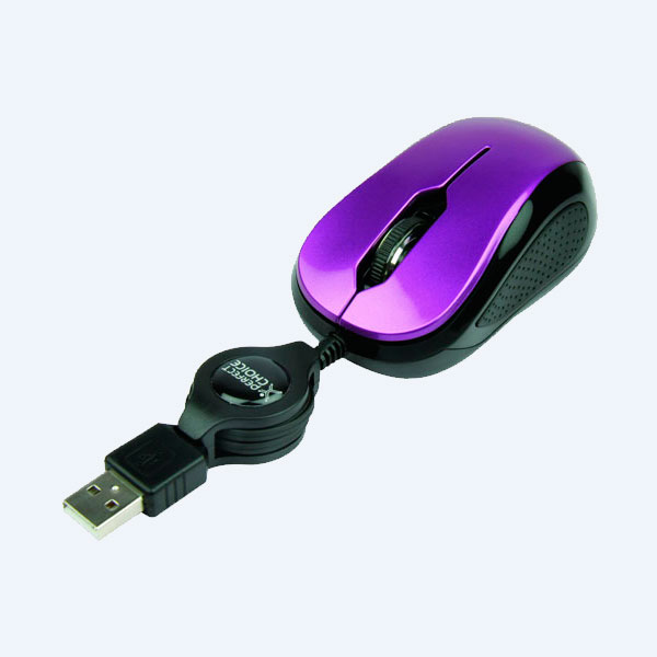 Mini Mouse Óptico Retráctil Perfect Choice, USB, Morado