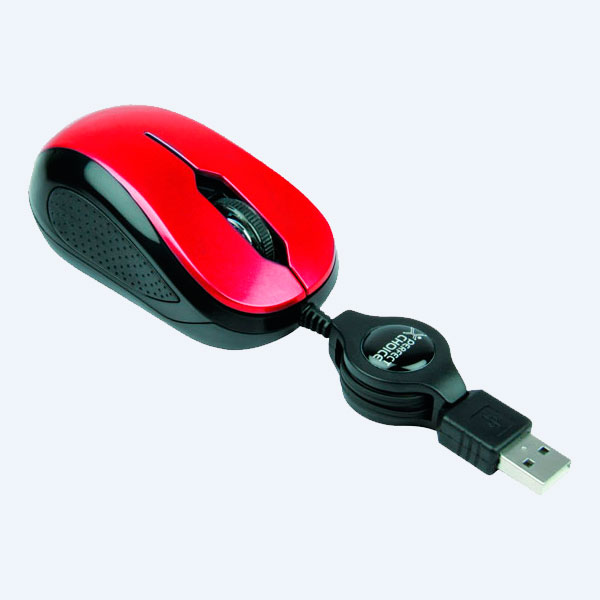 Mini Mouse Óptico Retráctil Perfect Choice, USB, Rojo