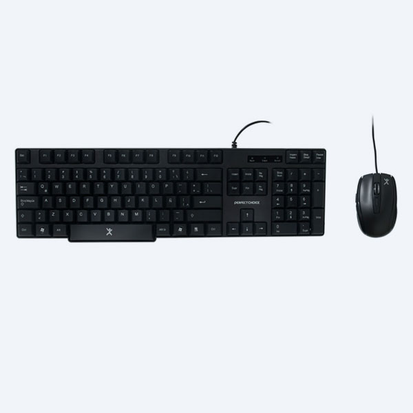 Combo Cableado Perfect Choice PC-200987, Teclado y Mouse, USB, Negro