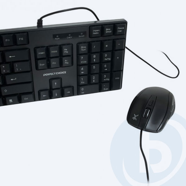 PC-200987 - Combo Cableado Perfect Choice PC-200987, Teclado y Mouse, USB, Negro