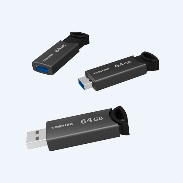 Memoria USB 3.0 Toshiba TransMemory Retractil U362, 64GB, Gris/Negro