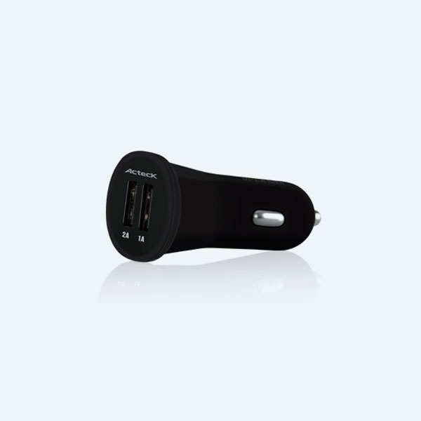 Cargador  Para Encendedor de Automovil Acteck CC-300, 2 Puertos USB, 12 Volts, Negro