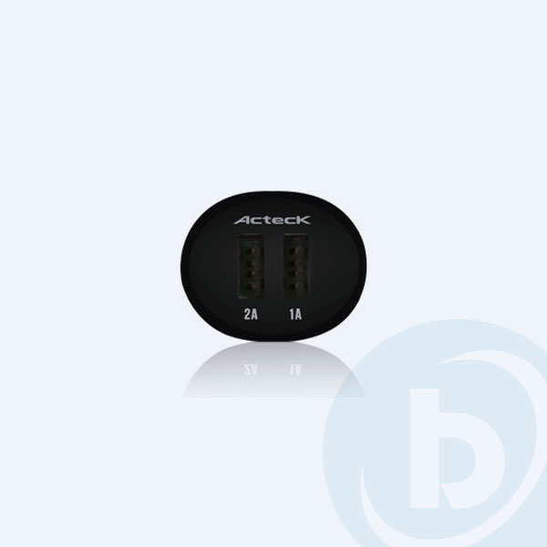 PWCC-100 - Cargador  Para Encendedor de Automovil Acteck CC-300, 2 Puertos USB, 12 Volts, Negro