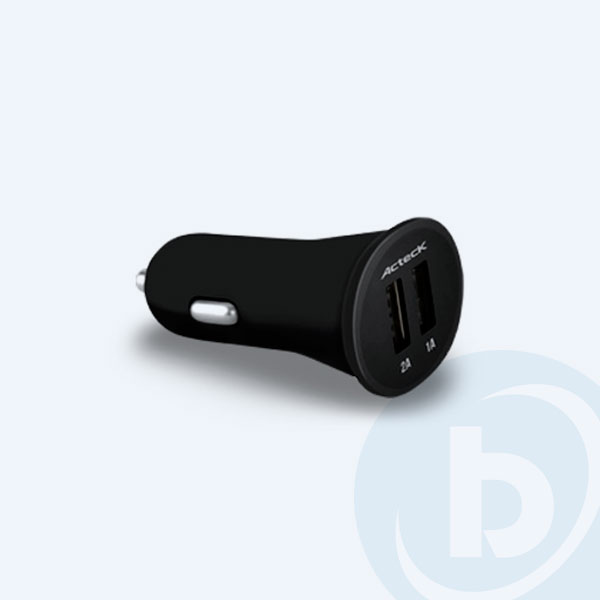 PWCC-100 - Cargador  Para Encendedor de Automovil Acteck CC-300, 2 Puertos USB, 12 Volts, Negro