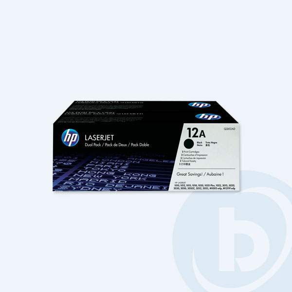 Q2612AD - Paquete 2 T&oacute;ners HP 12A, Negro, 2000Pags