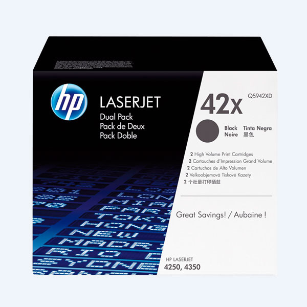 Tóner HP 42X, Negro, 20000 páginas, Dual Pack