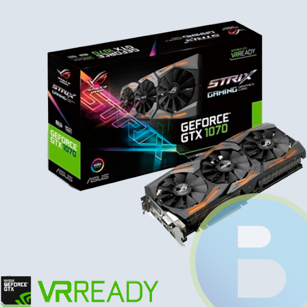 Tarjeta de Video Asus ROG STRIX-GTX1070-8G, PCIE 3.0 Nvidia Geforce GTX1070, 8GB/GDDR5/2HDMI+2DP+DVI
