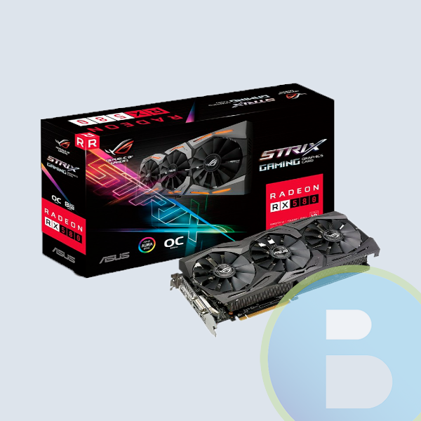 Tarjeta de video  ASUS PCIE X16,  3.0 amd  ROG STRIX RX580 O8G Gaming, 8GB, GDDR5, Estandar, DVI+2HDMI+2DP