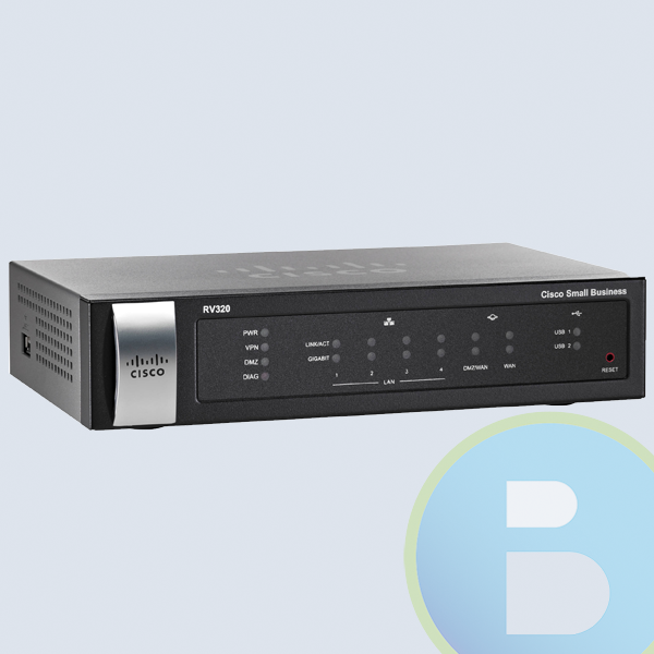 Router Cisco RV320-K9-NA, WAN RJ45 4P 10/100/1000, 25 VPN, IPSEC, QOS, Firewall