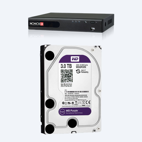 Grabador DVR Provision ISR, 4 Canales + Disco Duro Interno Western Digital Purple, 3TB, 3.5'', SATA III
