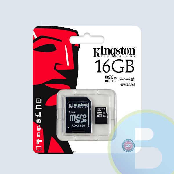 Memoria MicroSD Kingston, 16GB microSDHC UHS-I Clase 10, con Adaptador SD