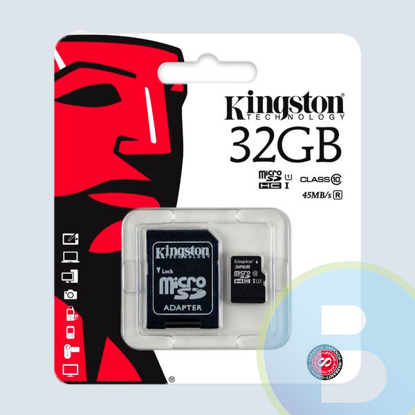 Memoria MicroSD Kingston, 32GB microSDHC Clase 10 UHS-I, con Adaptador SD