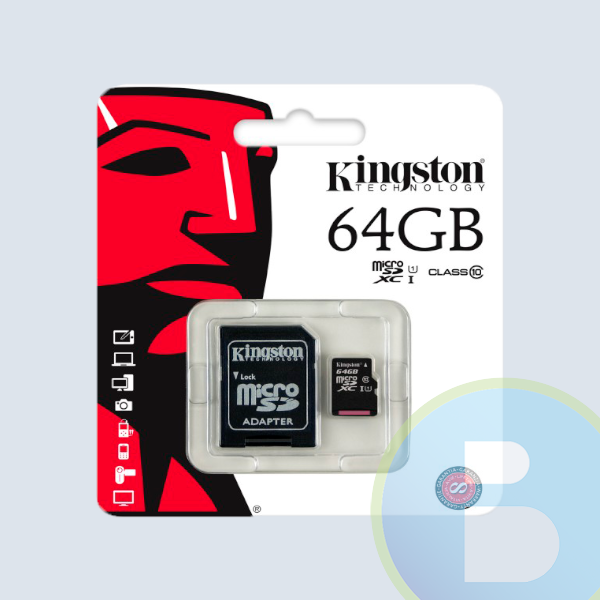 Memoria Micro KINGSTON SDXC, 64GB, Clase 10, con Adaptador