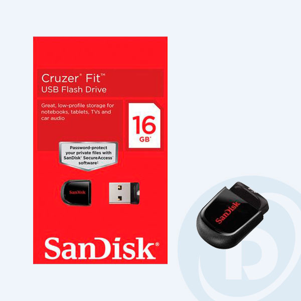 SDCZ33-016G-B35 - Mini Memoria USB 2.0 SanDisk Cruzer Fit Z33, 16GB, Negro