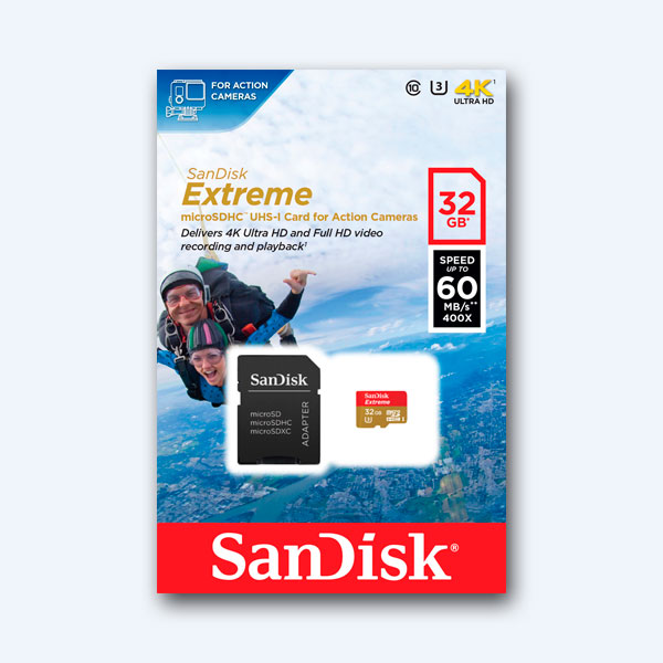 Memoria Micro SDHC SanDisk Extreme, 32GB, Clase 10, con Adapatador