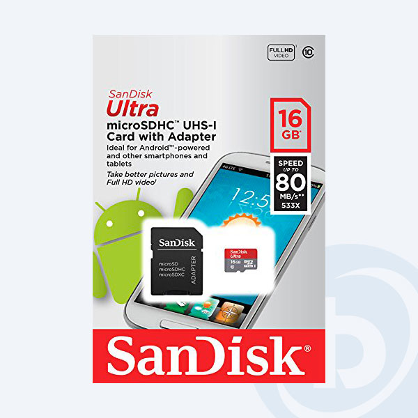 SDSQUNC-016G-GN6MA - Memoria Micro SDHC SanDisk SDSQUNC-016G-GN6MA, 16GB, Clase 10, Con Adaptador