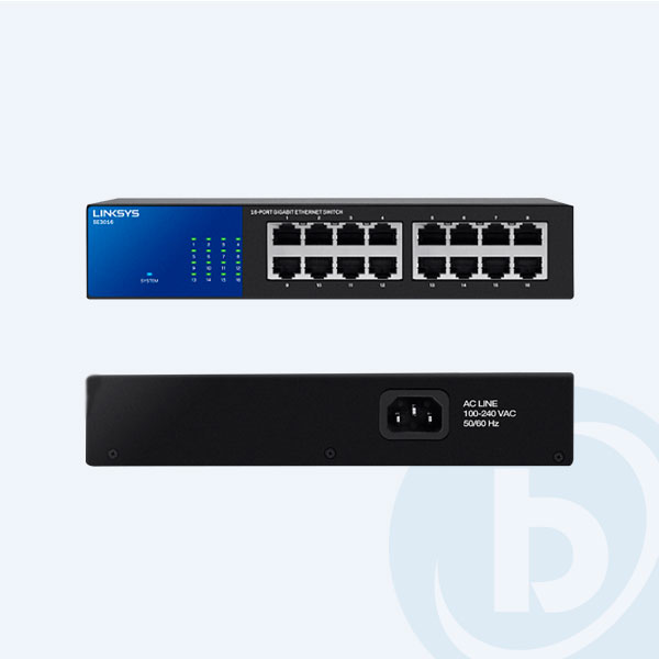 SE3016 - Switch Linksys, 16 Puertos Gigabit 10/100/1000 Mbps, para Rack o Escritorio