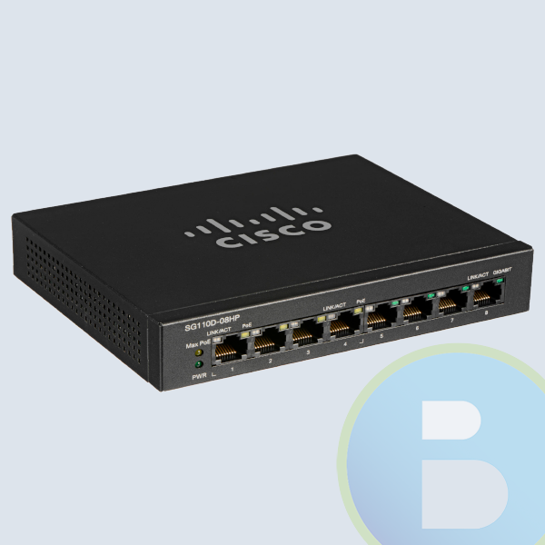 Switch Cisco Gigabit Ethernet SG110D-08HP PoE, 8 Puertos 10/100/1000Mbps, 16 Gbit/s, 4000 Entradas - No Administrable